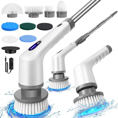 Electric Spin Scrubber,IPX7 Waterproof Bathroom Cleaning Brush With 2 Speed,9 Replaceable Brush Heads For Tub Shower Tile Floor
