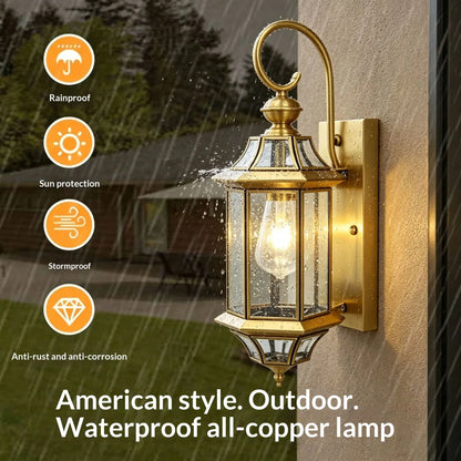 Nordic-style Fashionable All-copper Wall Lamp Outdoor Waterproof Wall Light