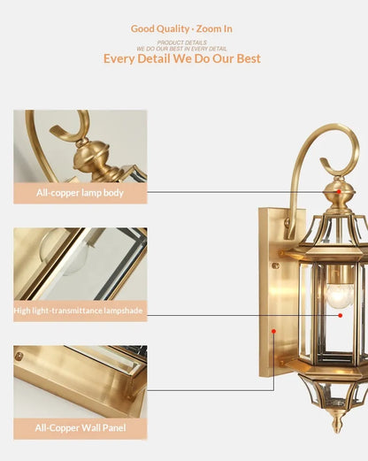 Nordic-style Fashionable All-copper Wall Lamp Outdoor Waterproof Wall Light