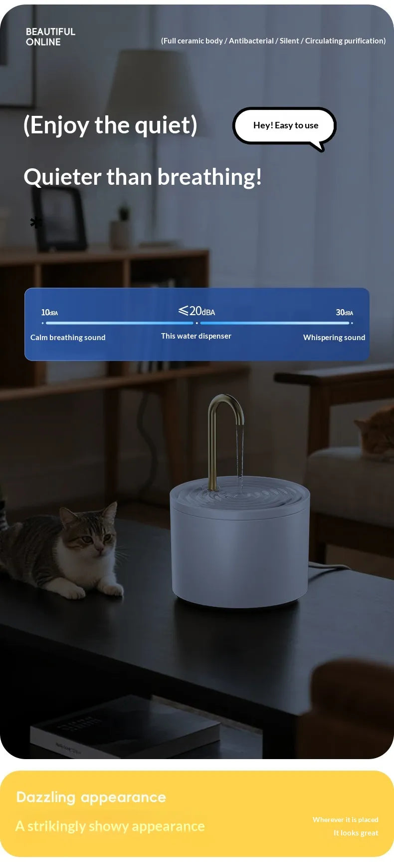 Household Cat Automatic Circulating Water Fountain